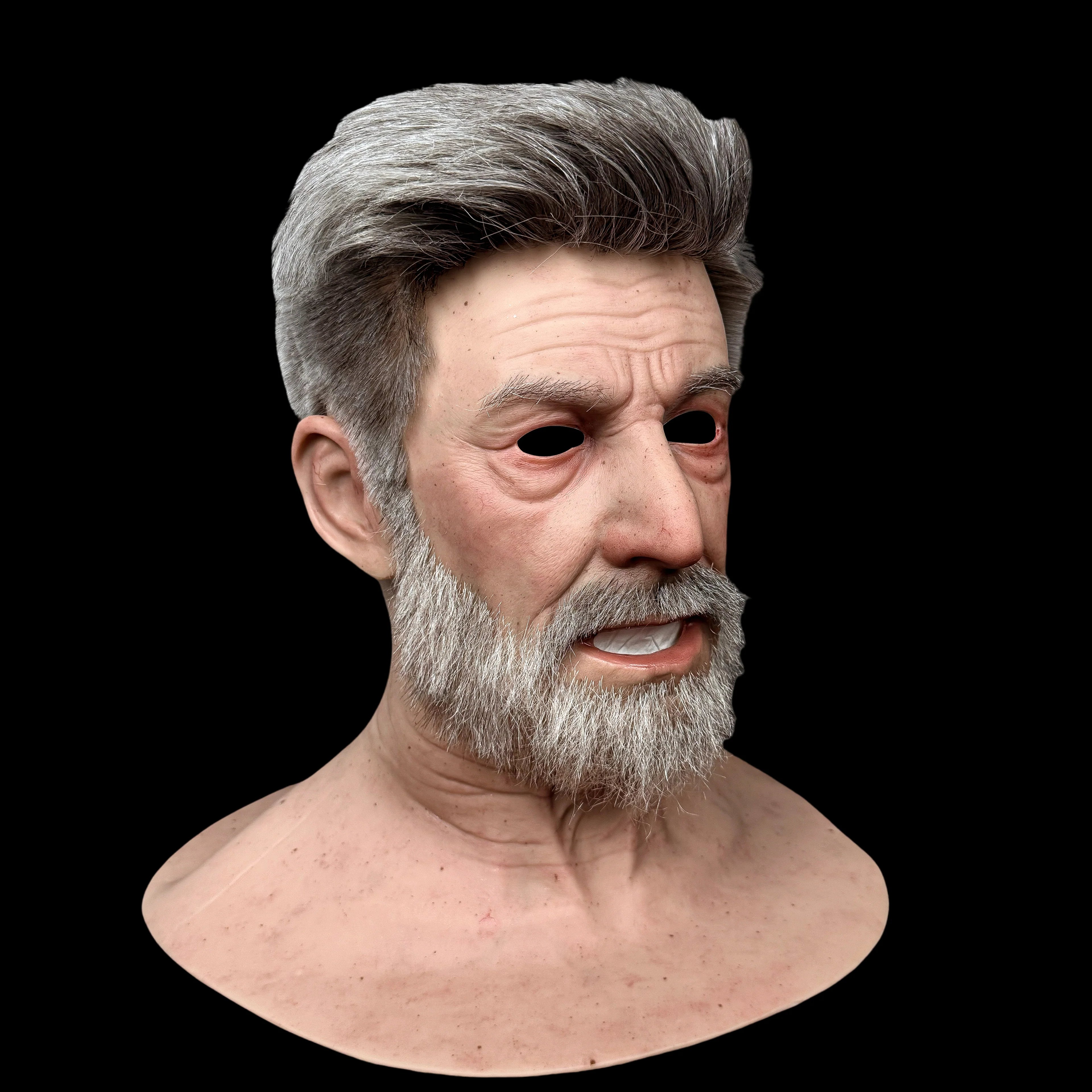 ENT Realistic Old Man Silicone Mask – Full Head Elderly Male Face Mask for Halloween, Cosplay & Theater