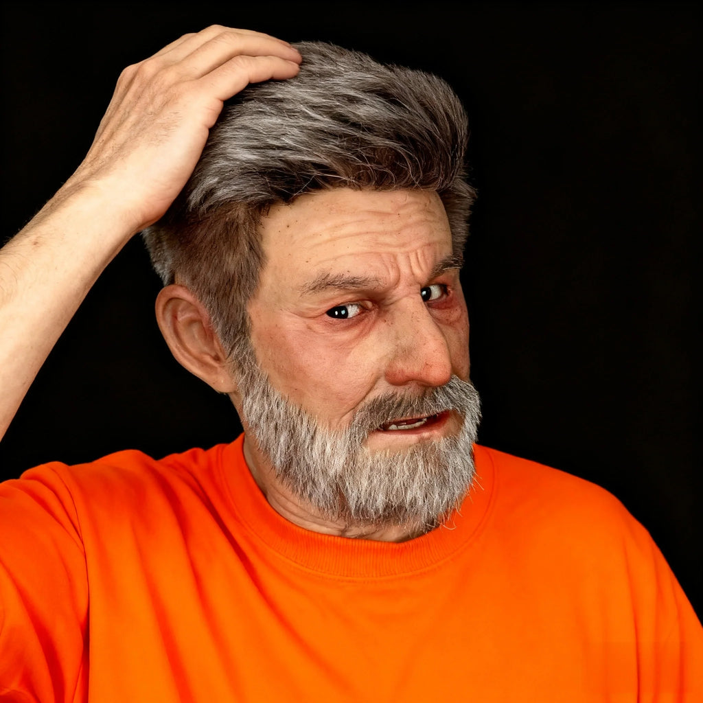 ENT Realistic Old Man Silicone Mask – Full Head Elderly Male Face Mask for Halloween, Cosplay & Theater