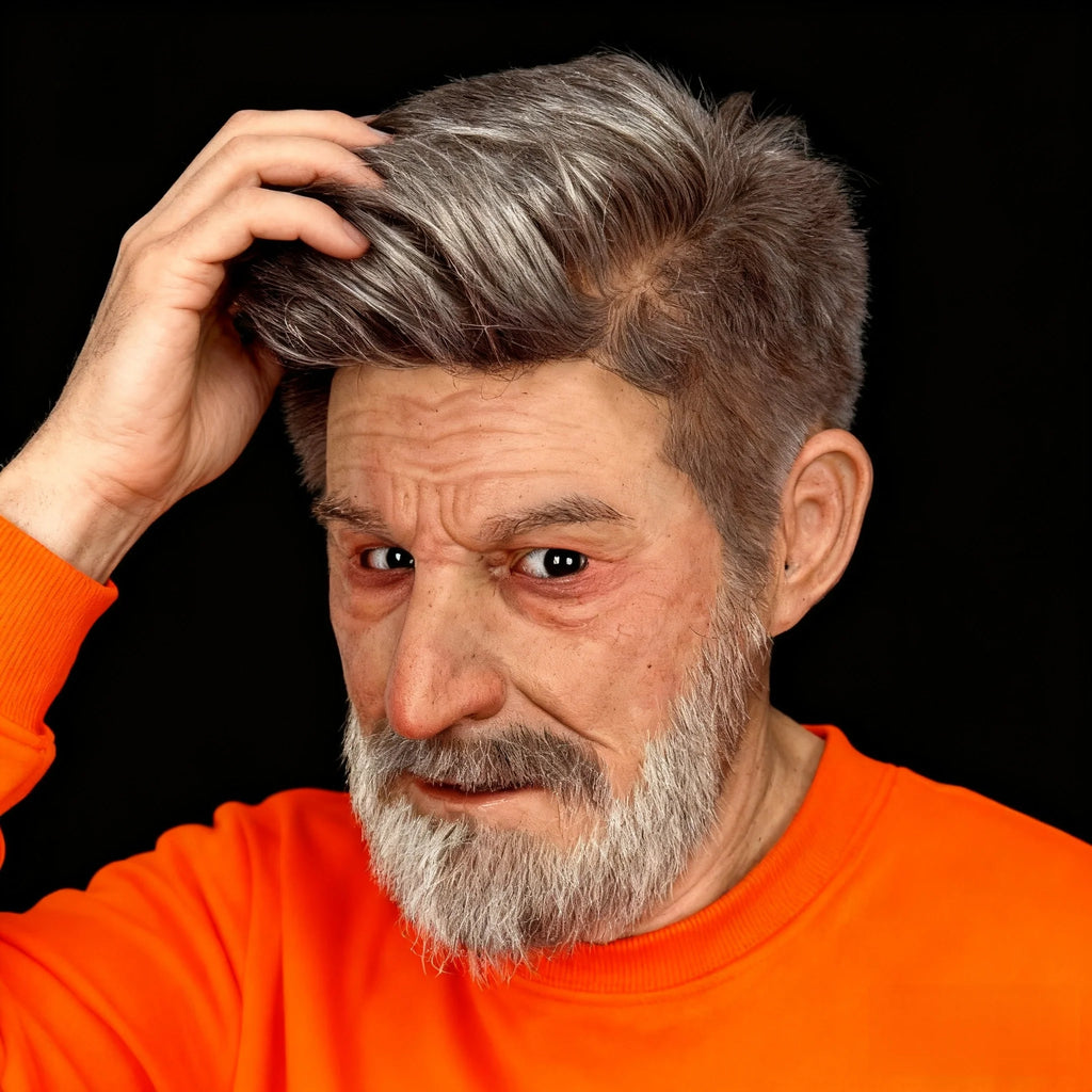 ENT Realistic Old Man Silicone Mask – Full Head Elderly Male Face Mask for Halloween, Cosplay & Theater